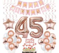 45th Birthday Decoration Rose Gold Set for Woman, Rose Gold 45th Birthday Decoration, Balloon Number 45th Decoration 45th Birthday Women Rose Gold Birthday Decoration Woman 45th Birthday
