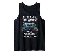 45th Birthday Gamer Level 45 Unlocked Gamming Videogames Tank Top