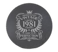 45th Birthday Gift for Men Vintage 1981 Aged to Perfection Engraved Slate Coaster Present for 45 Year Old Etched Natural Slate Placemat (Round Slate)