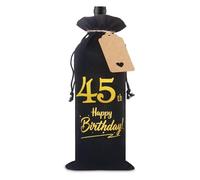 45th Birthday Gifts for Men, Decorative 45th Birthday Wine Gift Bag with Tag and Drawstring