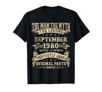 45th Birthday Gifts For Men Mythology Of September 1980 T-Shirt