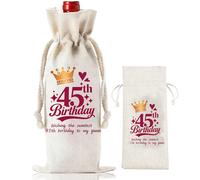 45th Birthday Gifts for Women Female, 35x15cm Thicken Wine Bottle Bag with Drawstring, Gift Bag for Wine Bottles Champagne, Reusable Wine Bag Bottle Gift Turning 45 Best Friend, Wife, Mom, Coworker