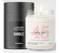 45th Birthday Gifts - Luxury Soy Wax Candle - Vanilla, Jasmine, Sugared Almond - Makester