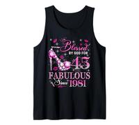 45th Birthday Queen Blessed by God 45 Fabulous Since 1981 Tank Top
