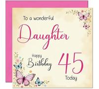 45th Daughter Birthday Card - Beautiful Butterfly Floral Daughters Birthday Card for 45 Year old forty five, forty fifth