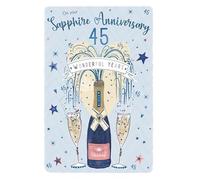 45th Milestone Sapphire Anniversary Card - 45 Years - Champagne Shower and Heart Embossed with a Foil Finish - by ICG