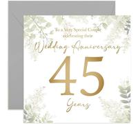 45th Wedding Anniversary Card - Forty Five Year Anniversaries - Gift for Special Couple Celebrating - Forty-fifth Wedding Anniversary - Eucalyptus Botanical Design