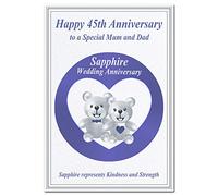 45th Wedding Anniversary cards Sapphire 45 Forty-Five Year Happy Milestone (Special Mum and Dad card - Cute Teddies)