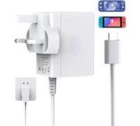 45W Charger for S-witch/S-witch OLED/Switch Lite, 2 Hours 15V/3A Fast Charging AC Adapter 10FT Type-C Cable Power Supply for S-witch/S-witch Lite/S-witch Dock- Support TV Mode(White)