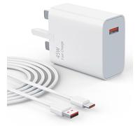 45W Fast Charger Compatible with Xiaomi Redmi Note 14 Pro 5G/13 12 11 10 A5 A3, Poco X7 X5 X4 X3 F7 F5 M7 M6 Turbo Charging for Xiaomi 13 Lite 13T 12T 12 11T 10T With 3.3ft 6A Type C Cable