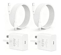 45W Fast Charger USB C, 2Pack iPhone 17 Charger Plug with 2M/3M Charging Lead, Long Type C to C Cable/Cord with Charge Adapter/Head for Apple iPhone 17 Pro Max/16e/16 Plus/15/iPad Air,Samsung Galaxy