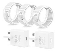 45W iPhone 17 16 Pro Max Fast Charger USB C [Apple MFi Certified],45W USB C Plug UK with 2M+2M+3M C to C Charging Cable for iPhone 17 Pro Max/17 Pro/17 air/16 Pro Max,iPad Pro,for Samsung S25 Ultra