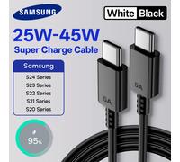 45W Samsung Original PD Cable usb type-c wired 25W 5A Super Fast Charger Samsung S25 S24 S23 S22 Note 20 A15 A33 A34 A54 Quick 2M 5A Black