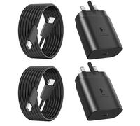 45W Super Fast Charger for Samsung, 2 Pack USB-C Foldable UK Plug for Samsung Galaxy S25 Ultra/S25+/S25/S24 Ultra/S24+/S24/S23/S22/S21, with 2 Pack 1.8M Type-C Cable