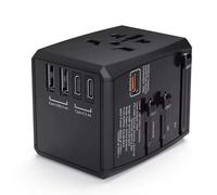 45W Universal Travel Adapter & GaN Charger, REFLEX POWER International Plug Adaptor 2 USB-A & 3 USB-C Ports for Simultaneous Multi Device Charging, Global Power Outlet for UK/USA/EU/AUS 200+ Countries