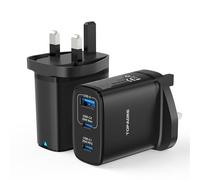 45W USB C Charger Plug Fast Charging for Samsung Phone, 2-Pack Charging Charger, 3-Port Compact USB C Plug, UK Power Adapter for Samsung Galaxy S24/S23 Ultra/S23+/S23/S22/S21, for iPhone Series, Black