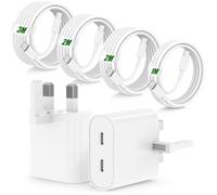 45W USB C Fast Charger for iPhone 17 16 15 Pro Max,2 Pack Dual Ports USBC Plug UK Wall and Cables 1/2/2/3M for iPhone 17E/17 air/17 16 15 Pro/16 15 Plus,Type C Adapter for iPad/Samsung S26/S25