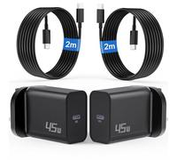 45W USB C Super Fast Charger for Samsung Galaxy S26 S25 S24 S23 S22 Ultra Edge FE 5G, A56, Tablet, iPhone 17 16 15, Google Pixel, PD/PPS USBC Plug UK Adapter + Official 2M 60W Type-C Cable 2-Pack