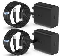 45W USB C Super Fast Charging for Samsung Galaxy S25 S24 Ultra,2Pack USB Type C Samsung Fast Charger Plug and Cable 3M+3M for Samsung Galaxy S25+/S24+/S23/S22 /S21/S20 Ultra/A56/A55/A25/A26/A16/A36