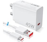 45W USB Plug Turbo Charger for Xiaomi Redmi Note 14 Pro 13 POCO X7 Pro | Fast Charger Plug with 6A Type C Charging Cable 2M,Turbo Fast Wall Charger UK Power Adapter for Redmi A3 Pad SE POCO C65 C75