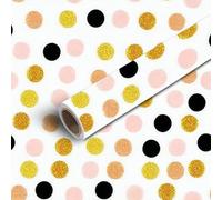 45x300cm Peel and Stick Wallpaper Seamless dots Rose Gold Black Gold dots Sparkles Shining dots Contact Paper Self Adhesive Removable Wallpaper Waterproof for Backsplash Bedroom Kitchen