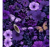 45x300cm Peel and Stick Wallpaper Seamless Purple Butterfly Floral Romantic Elegant Violet Symmetrical Contact Paper Self Adhesive Removable Wallpaper Waterproof for Backsplash Bedroom Kitchen