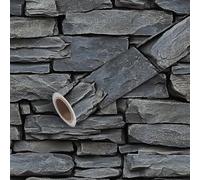 45x300cm Peel and Stick Wallpaper Seamless Vintage Gray Brick Layered Slate Stones Irregular Stone Edges Contact Paper Self Adhesive Wallpaper Removable Wall Decals for Backsplash Bedroom Kitchen