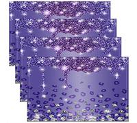 45x30cm Glitter Diamond Leopard Table Place Mats, Purple Silver Shiny Animals Placemats Set of 4 Luxury Colorful Bling Placemat for Kitchen Dining Table Indoor Outdoor