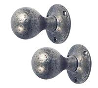 46/50mm Dia Handforged Pewter Mortice/Rim Door Knob Set Round Ball Shape Handle (Pewter Mortice Knob)