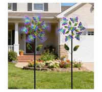 46" Butterfly Wind Spinner - 360° Metal Outdoor Windmills for Garden Yard & Lawn Decor - 2 Pack Colorful Spinners for Outdoor Decoration & Relaxation