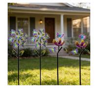 46" Butterfly Wind Spinner - 3D Outdoor Garden Windmill Sculptures for Family & Friends Durable & Colorful B (4 Packs)