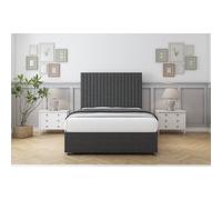 (4'6 Double, Graphite) Comfort Denver Dumfries Divan Bed Base No Drawers 26" Strutted Headboard
