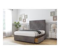 (4'6 Double, Slate) Comfort Denver Naples Divan Bed Base 2 Drawers Same Side 54" Floor Standing Headboard