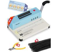46 Hole Binding Machine, Spiral Binding Machine, Classic Blue, DIY Bookbinding Kits with Electric Coil Insert, 100 Pieces Comb Binding Combs for Letter Size/A4/A5, School, Office, Home