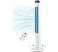 PureMate Tower Fan, 46-inch Oscillating Cooling Fan with Remote, 3 Fan Speeds, LED Display, 4 Operational Modes,12-H Timer, Portable 45W Quiet Standing Floor Bladeless Fan for Bedroom Home & Office