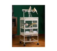 46 Inch Wrought Iron Bird Cage Indoor Extra Large Bird Aviary with Top Play Ground Walk Ladder and Stand for Cockatiel Parrot Sun Parakeet Conures