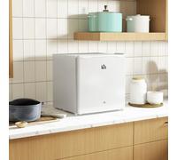 HOMCOM 46L Counter Top Fridge Mini Fridge with Lock Chiller Box Cream White, White