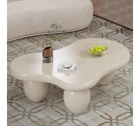 46" Modern Irregular Cloud Coffee Table for Living Room, Unique Low Center Table with 3 Sturdy Ball Legs, Perfect for Small Spaces & Apartments (B117)