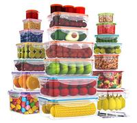 46 Pcs Food Storage Containers with Lids Airtight, Plastic Meal Prep | (23 Containers, 23 Lids) Lunch Boxes Pantry Kitchen Organization, Microwave, Dishwasher, Freezer Safe -100% Leak Proof