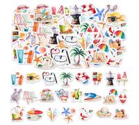46 PCS Holiday Stickers for Scrapbooking, Summer Hawaii Beach Stickers, Surfing Stickers, Waterproof Vinyl Stickers Ocean Themed for DIY Crafts, Laptops, Journal, Gifts for Adult, Child
