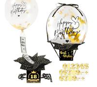 46 PCS Money Balloon Surprise, Surprise Box, Birthday Money Box Cash Gift Pull, Upgraded Money Gift Box, Surprise Birthday Party Gifts for All Ages with Happy Birthdays Balloons for Family Friends