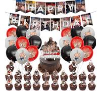 46 Pcs Wrestling Birthday Decorations, WE Theme Party Supplies for Kids Boys Girls, Include Happy Birthday Banner, 25Cake Topper, 20Balloons