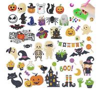 46 Pieces Halloween 5D DIY Diamond Painting Stickers Kits for Kids Adults Ghost Spider Diamond Art Painting Stickers Pumpkin Diamonds Mosaic Stickers Rhinestone Embroidery Arts Craft for Home Wall