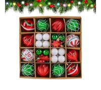 46 Pieces Shatterproof Christmas Baubles Set, Red Green White Ornaments with Hanging Loops, Mixed Sizes Decorations for Indoor Outdoor Tree & Party