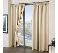 (46" x 54" (117cm x 137cm), Cream- Pencil Pleat) Thermal Blackout Curtains Pencil Pleat Living Room