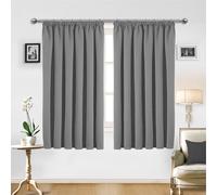(46" x 54" (117cm x 137cm), Light Grey/ Silver- Pencil Pleat) Pencil Pleat Blackout Curtains For Living Room