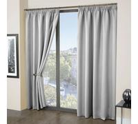 (46" x 54" (117cm x 137cm), Light Grey/ Silver- Pencil Pleat) Thermal Blackout Curtains Pencil Pleat Living Room