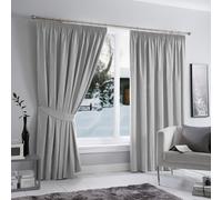 (46 x 54 inch (3.8ft x 4.5ft), Silver) Blackout Pencil Pleat Curtains with Tie Backs-Thermal Insulated Curtain for Bedroom Livingroom