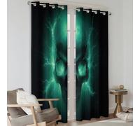 46 x 72 Inch Luxury Blackout Curtains Black, The Skull Green Eyes Is Terrifying Heavyweight Thermal Insulated Curtains, Energy-Saving UV-Blocking Elegant Drapes for Bedroom Living Room Guest Room