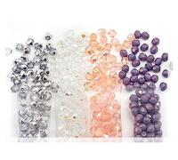 460+ Bead Kit of 4mm Bracelet Beads - Faceted Fire Polished Glass Beads for Jewelry Making Set, 4 Colors: Pink AB, Purple Luster, Crystal AB, Half Silver